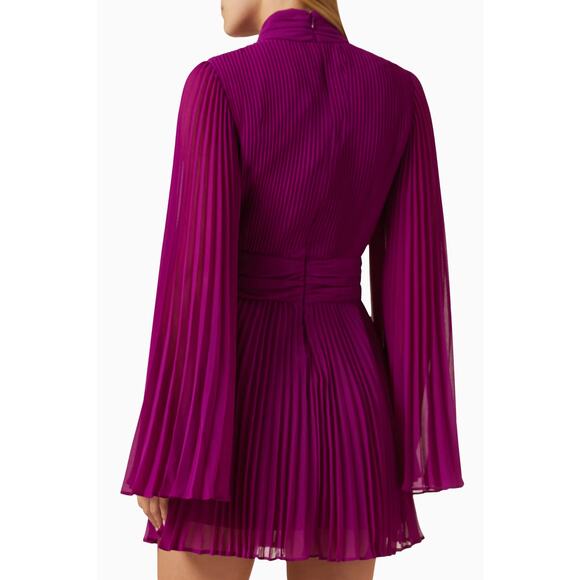 Milly Rosemary Mini Dress in Pleated Chiffon knee Length Dress Size 6 MSRP $450 - Picture 2 of 15
